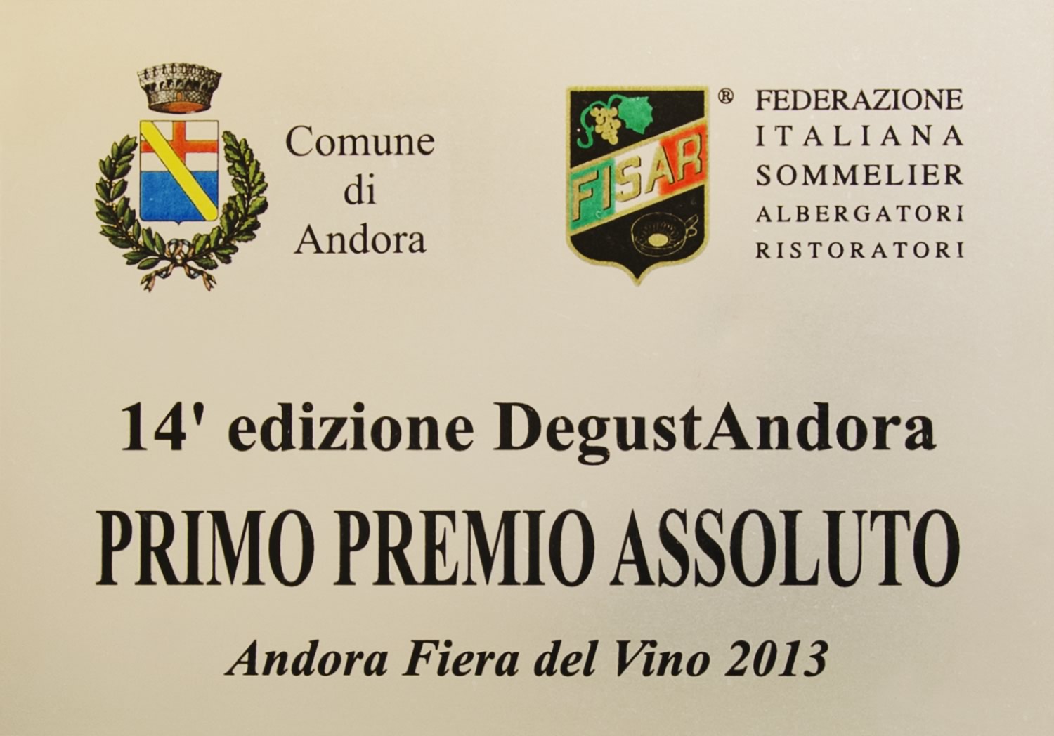 Pimo Premio Assoluto - Andora Fiera del Vino 2013.