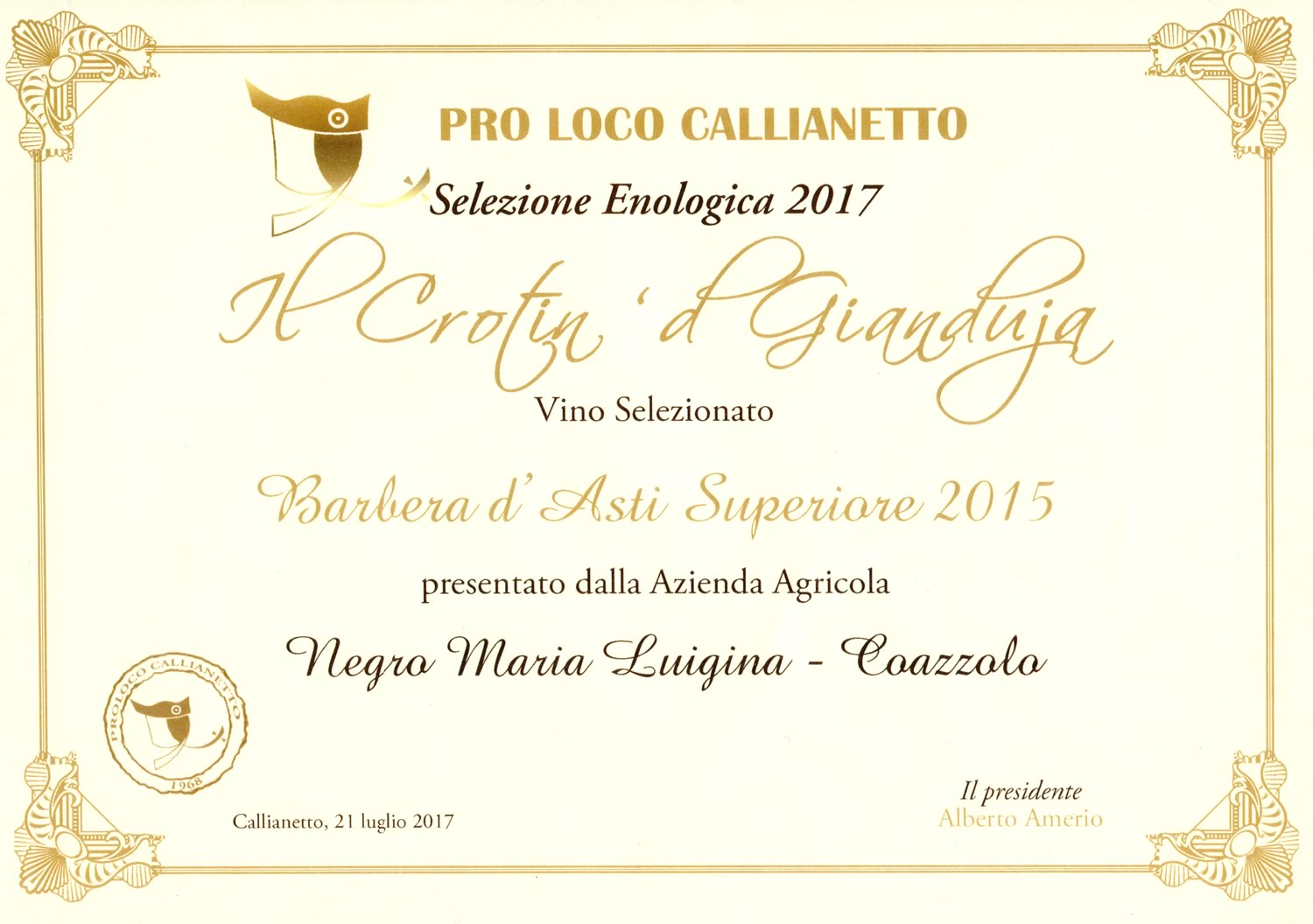 Il Crotin 'd Gianduja 2017 - Barbera d'Asti Superiore 2015.