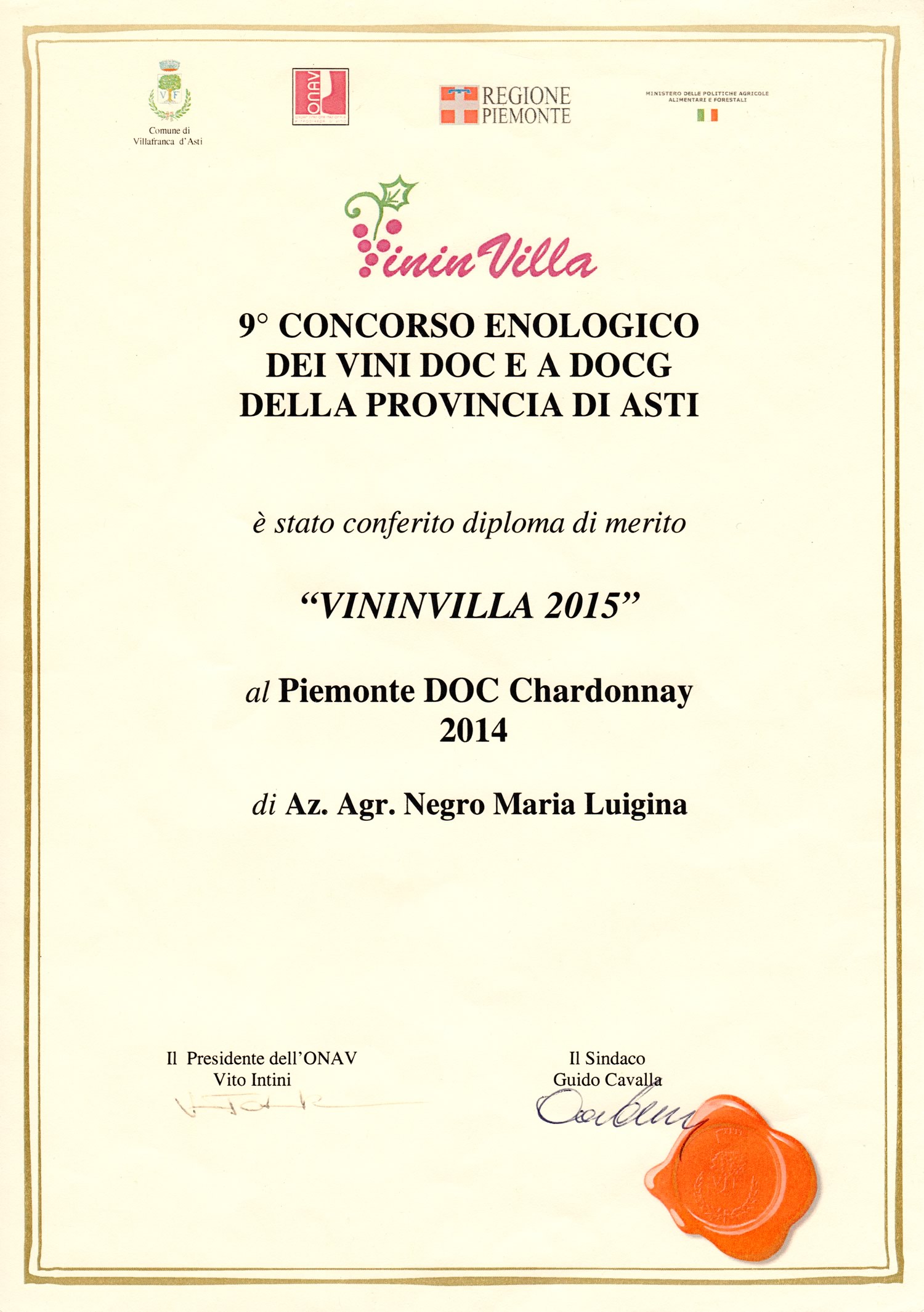VininVilla 2015 - Piemonte D.O.C. Chardonnay 2014.