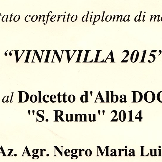 VininVilla 2015 - Dolcetto d'Alba D.O.C. "S. Rumu" 2014.