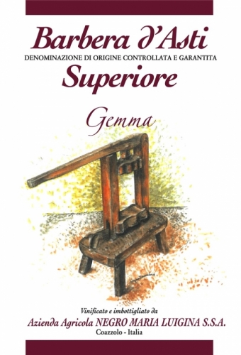 Etichetta Barbera d’Asti Superiore D.O.C.G. “Gemma”.